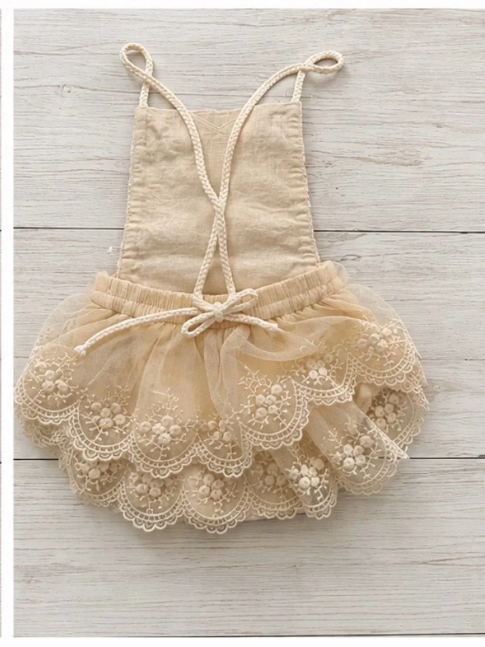 Lace Baby Romper in Cream 6 months